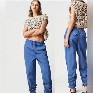 Free People NWOT Beige Ruched Joggers with Drawstring ...
